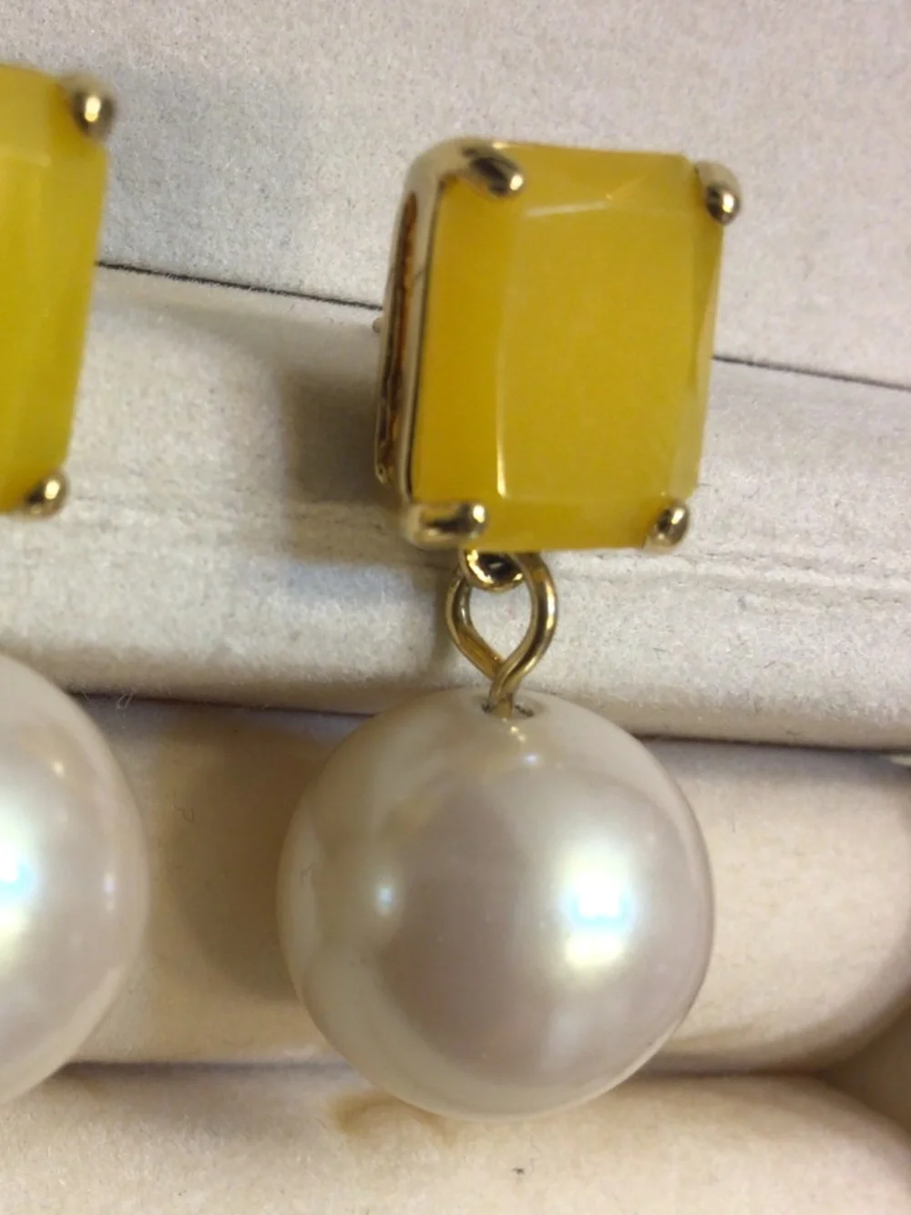Kate Spade New York Dangle Drop Crystal/Glass Pearl Earrings 14k Gold Filled
